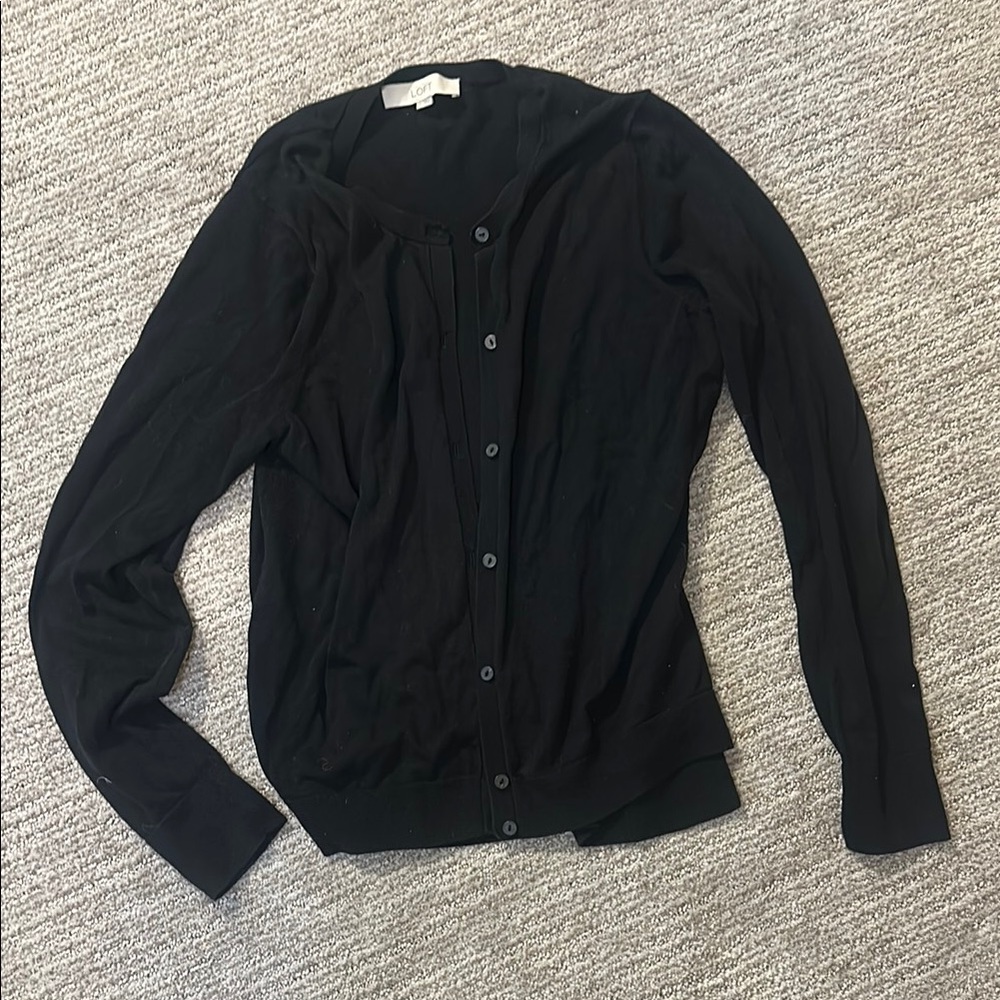 LOFT Black Knit Cardigan Sweater